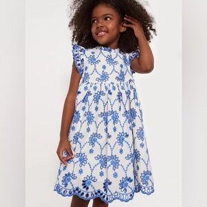 Pink Chicken “Cynthia” Blue and White Eyelet Dress